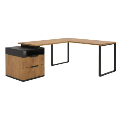 Computer desk corner LOFT, Oak Lancelot / Black